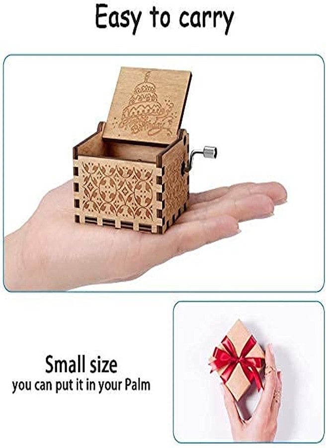 FUSKED Happy Birthday Music Box Hand Crank Musical Box Carved Wooden Music Boxes Mini(1 Piece) - Image 5